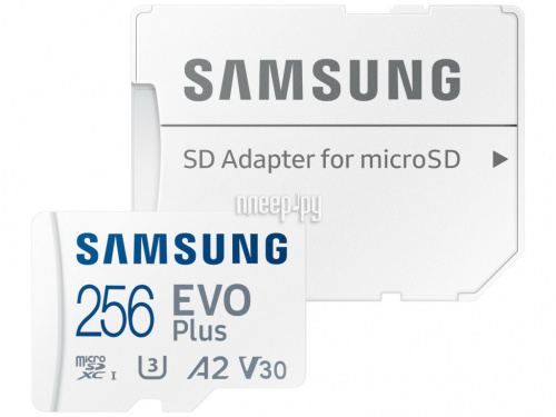 Карта памяти Samsung EVO Plus microSDXC 256 Гб class UHS-I (U3)+ адаптер