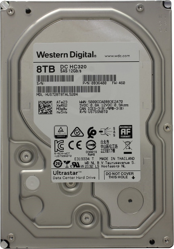 Купить Жесткий диск SAS 8TB 7200RPM 12GB/S 256MB DC HC320 0B36400 WD (Не подходит к регистраторам) магазина stels.market.