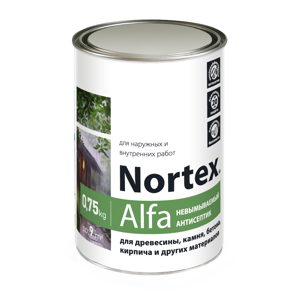 NORTEX-ALFA (антисептическая пропитка для древесины, камня, бетона, кирпича)  0,75 кг