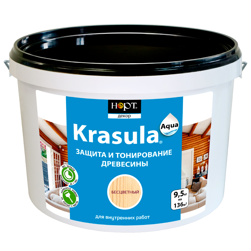 Защитно-декоративный состав «KRASULA® aqua» 9,5 кг