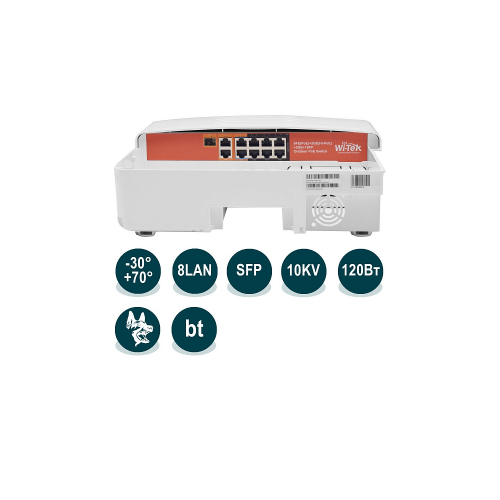 WI-PS210G-O (v2), Неуправляемый внешний коммутатор PoE, 8 PoE портов, 120Вт,  IP65