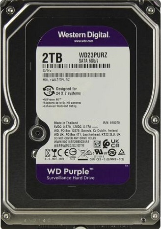 Жесткий диск SATA 2TB 6GB/S 64MB PURPLE WD23PURZ WDC