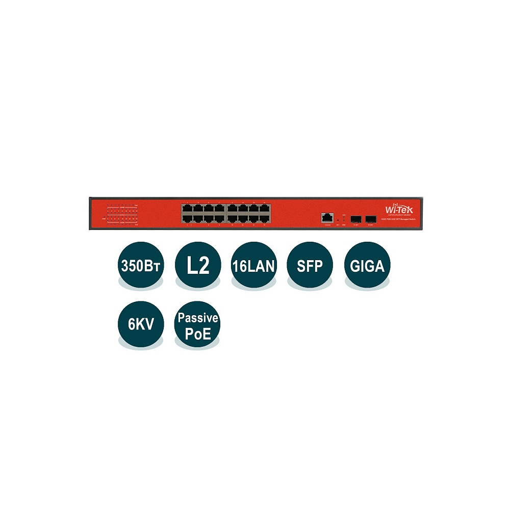 Управляемый гигабитный коммутатор L2 PoE Wi-Tek WI-PMS310GFR