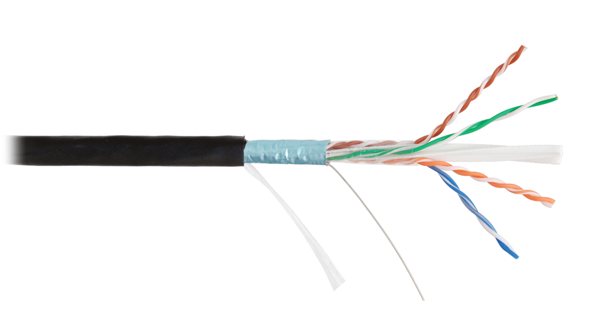 NIKOLAN F/UTP  кат.6 кл.Е, 4пары, 23AWG(0.57мм) ВС,305м, уличный, РЕ до -60С,черный