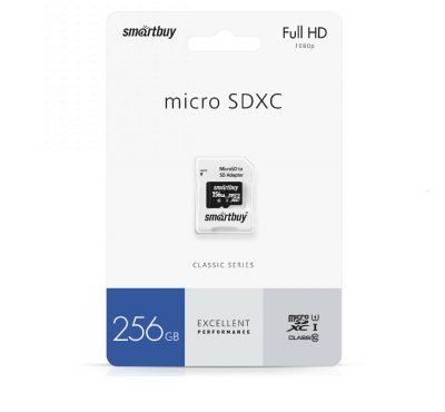 Купить Карта памяти micro SD 256 Gb Smartbuy Class10 с адаптером (UHS-1) магазина stels.market.